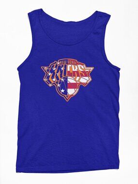 NEW York Knicks 4th July USA American Flag Team Color Pop Logo Tank Top BLUE